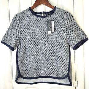 NWT Gracia Ellcie Gray Textured Puffy Pom-Pom Sleeveless Wool Crop Top Sz S